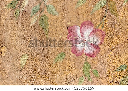 Paint flower concrete on wall