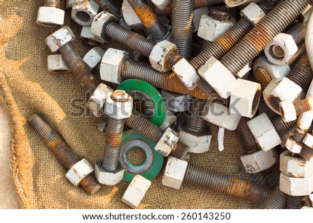 Old rusty bolt and nuts. industry image