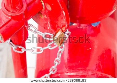 master key and chain locked hand wheel valve for lock close or lock open. industrial image