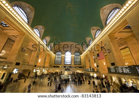 NEW YORK CITY, NY - JAN 1. Grand Central, as seen on  January 1, 2011 in Manhattan, New York City, is the second busiest station of the New York City Subway system with 42,002,971 passengers in 2009.