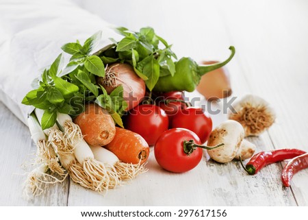 Vegetables in paper bag