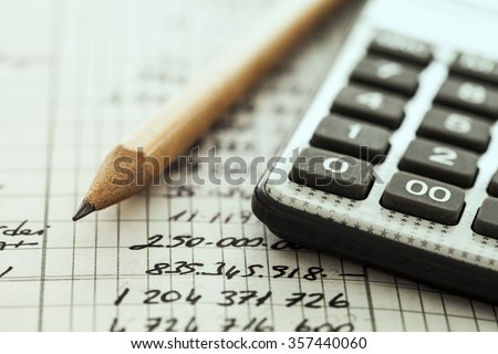 Calculator and pencil
