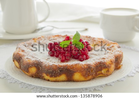 Cottage cheese baked pudding with bans.