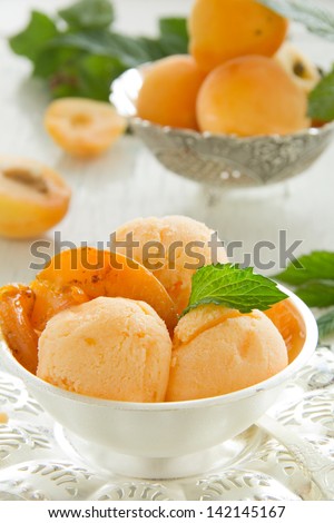 Homemade apricot ice cream.