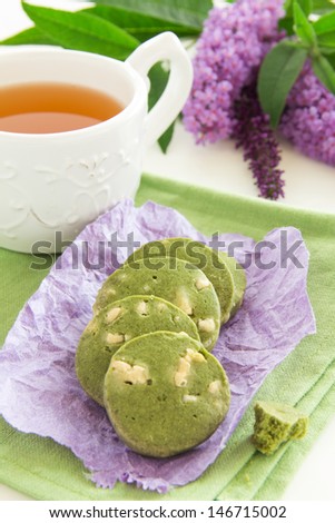 Biscuits with tea match.