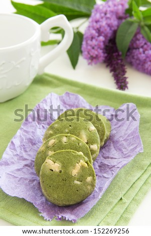 Biscuits with tea match.