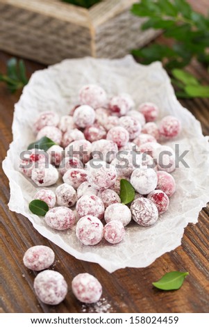 Cranberries with sugar powder homemade.