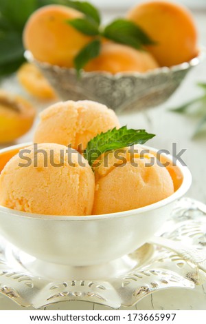 Homemade apricot ice cream.
