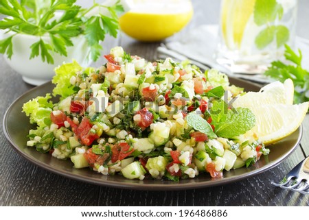 Tabbouleh salad with bulgur and parsley Tabbouleh salad with bulgur and parsley