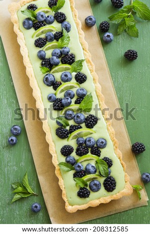 Tart with cream tea match with summer berries.