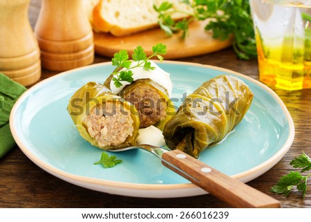 Stuffed cabbage with meat and rice.