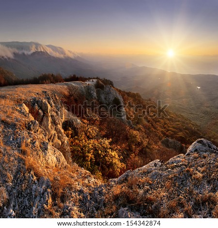 Sunrise at Crimea mountains