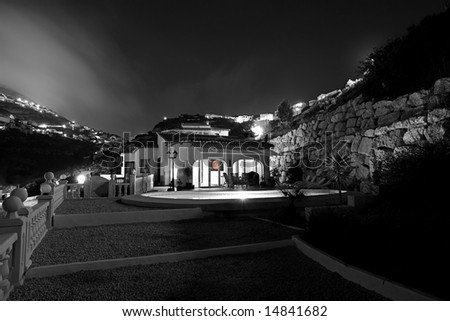 Night-time Long Exposure Shot of Luxury Spanish Villa