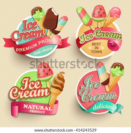 Ice cream emblems, labels and badges collections eps10 vector illustration.