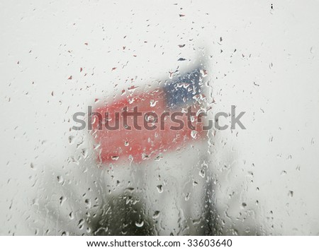 American Flag in the rain