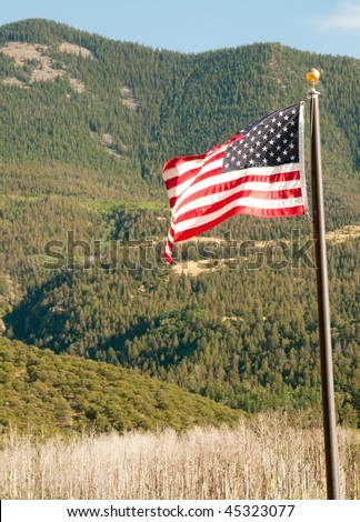 Sangre de Cristo Mountain Range and American Flag