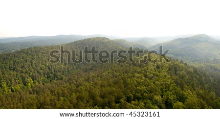 view of the hills in Hot Springs National Park from the Hot Springs Mountain Tower
