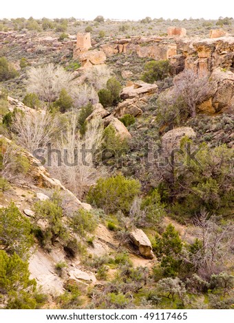 Hovenweep native american indian ruins on a cliff