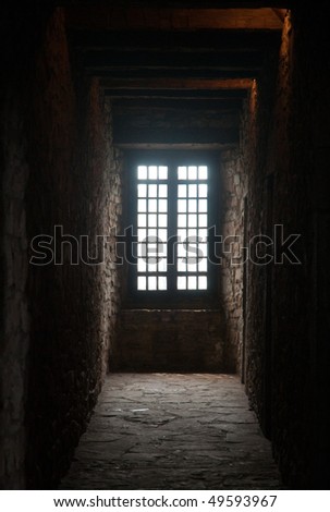 French Castle interior dark hallway