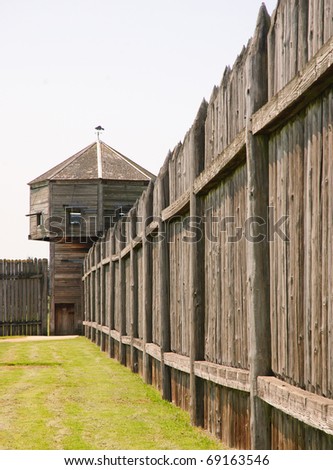 Fort Vancouver National Historic Site wooden fort walls and defense tower