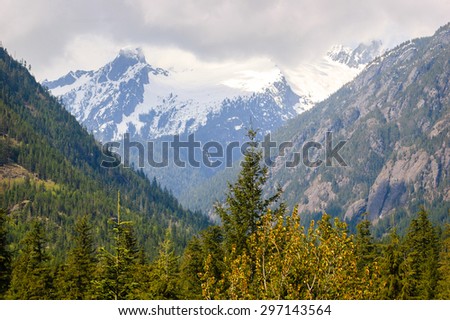 Pine Valley and Mountain Range at North Cascades National Park