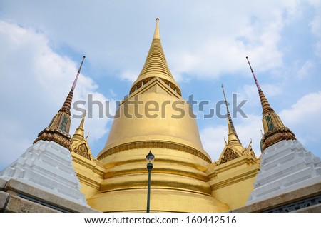 Wat Phra Kaeo, Temple of the Emerald Buddha and the home of the Thai King. Wat Phra Kaeo is one of Bangkok\'s most famous tourist sites and it was built in 1782 at Bangkok, Thailand.