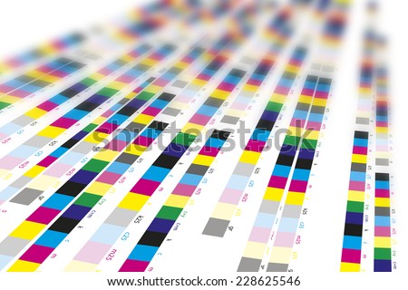 Color reference bars of printing process in printshop