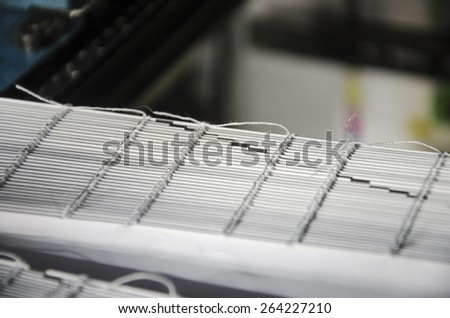 Book offset print production, close up