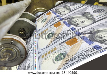 Dollar money offset printing press running