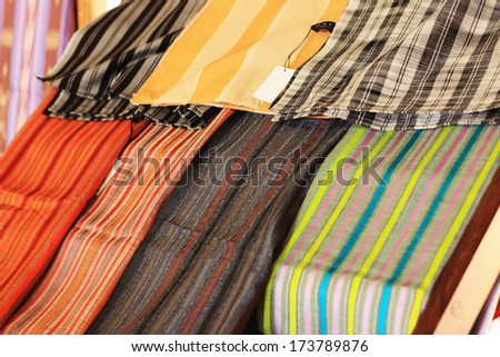 Handmade silk designs Thailand market.