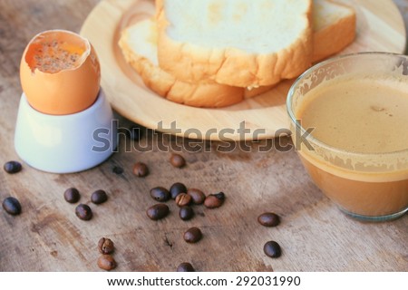 Hot coffee and slice toast bread with breakfast