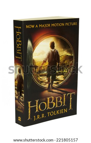 Prague - October 3, 2014: A book of The Hobbit written by J. R. R Tolkien isolated on white background.