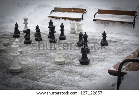 Outdoor chess in winter