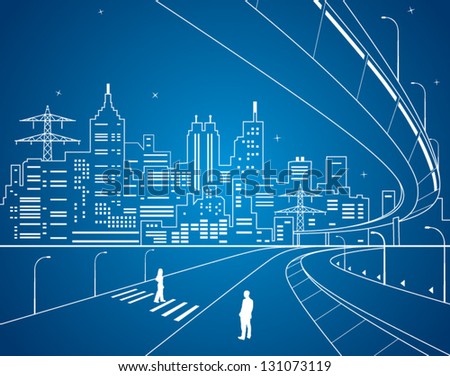 Neon city vector lines town city infrastructure Neon city vector lines town city infrastructure