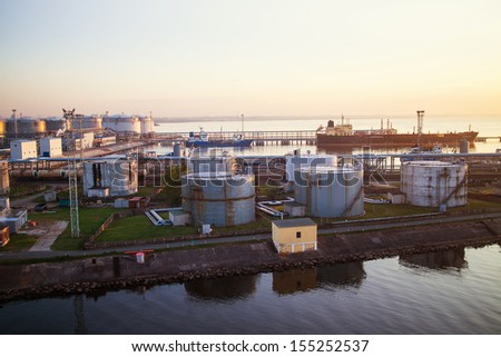 Fuel tanks in the sea port