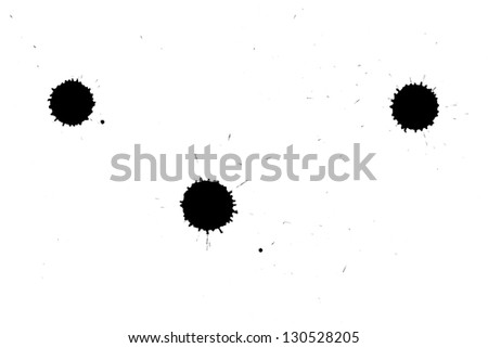 Set of different small splashes of black paint or ink. Isolated on white background.