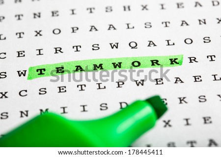 Puzzle, riddle letter grid with text marker - word Newsletter marked in yellow.