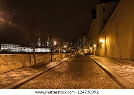 night street view of old town of prague