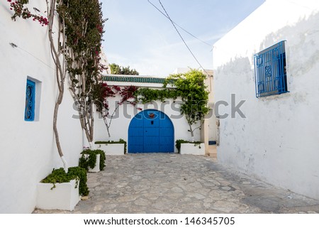 street view of  arabian town in Tunisia, North Africa