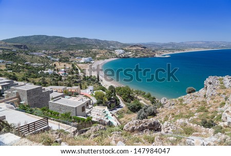 seashore landscape of Rhodes island in Greece