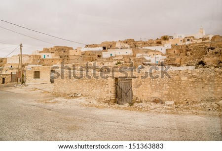 traditional houses in oasis in Sahara desert, Tunisia, Africa