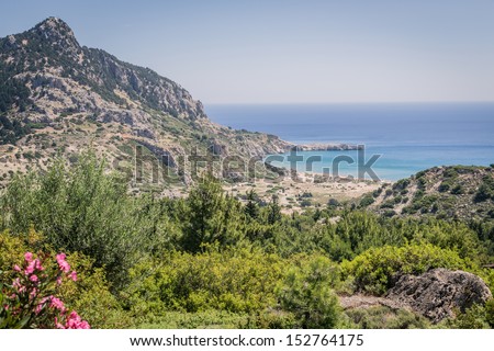 seashore landscape of Rhodes island in Greece