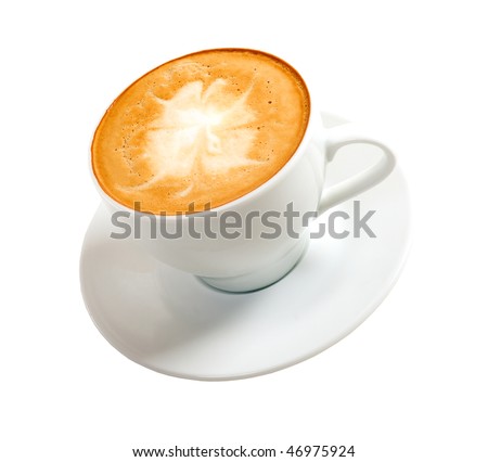 cappuccino.Cup of coffee on a white
