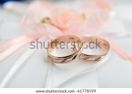 stock photo Golden wedding ringsengagement ring