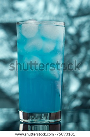 Blue hawaiian cold cocktail  closeup