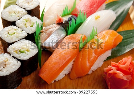 Japanese sushi  traditional japanese food.Japanese nigiri sushi