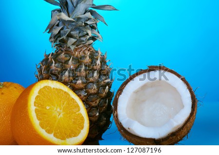 Pineapple,orange and Coconut Piece closeup