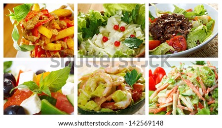 Food set of different    Healthy  Salad. collage