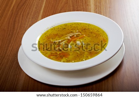 Chicken homemade  soup with noodle and vegetables