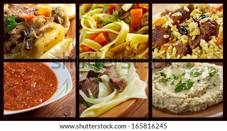 Food set of different  asian  country cuisine . collage